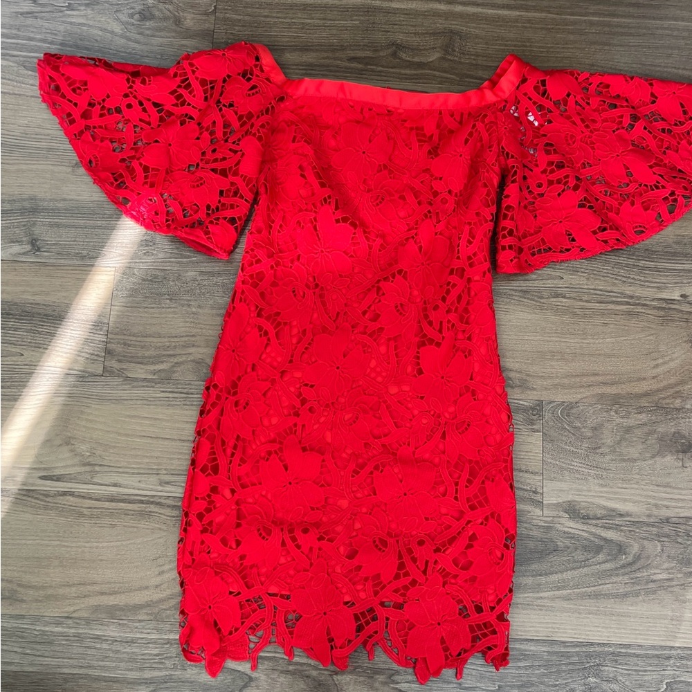 No Secrets Milano Italy Floral‎ Lace Off Shoulder Holiday Christmas Formal Dress
